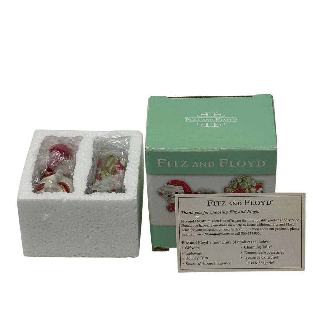Fitz and Floyd Kitty Kringle Salt and Pepper Shakers Christmas Cat Gift Box Set
